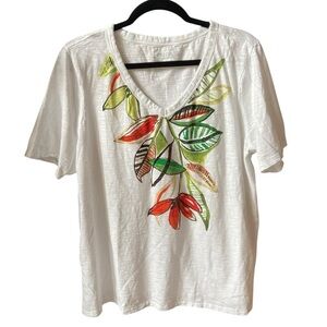 CHICO’s White Leaf Print Women's Top